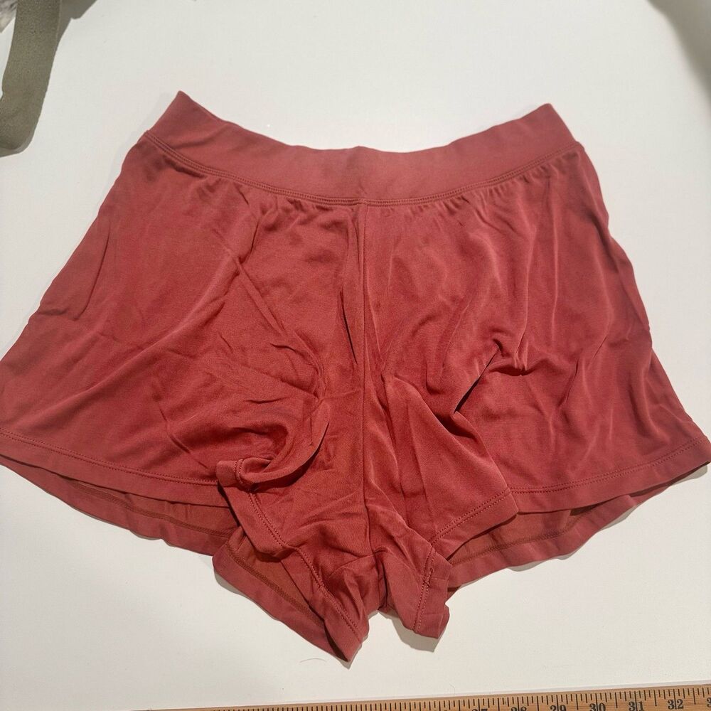 ODODOS Women's small Lounge Shorts Rust High Waist Elastic Pull On Casual